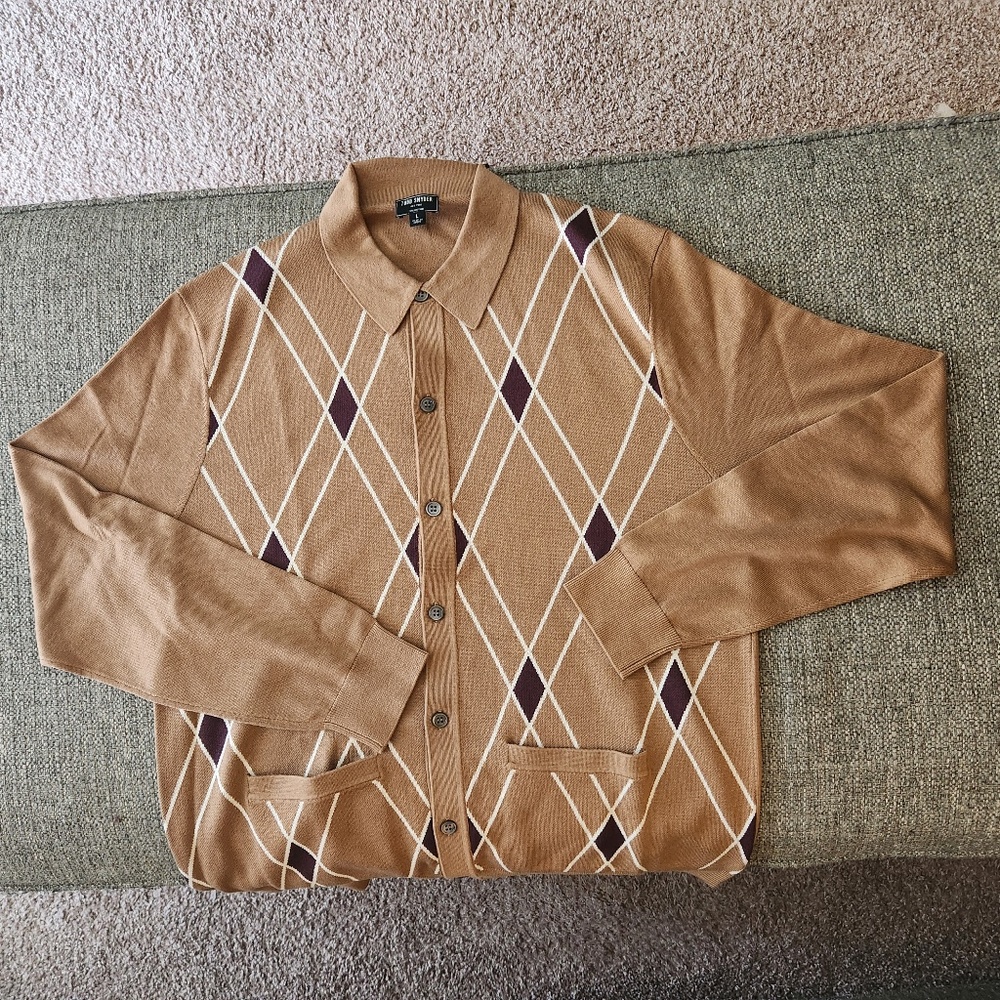 Todd Snyder LS Argyle Full Placket Sweater Polo